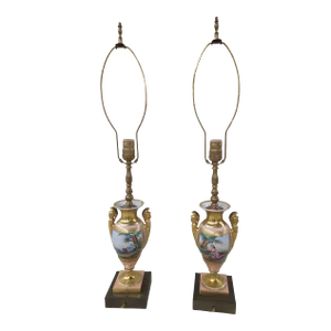 Pair of Sevres Types Porcelain Vases Mounted as Lamps