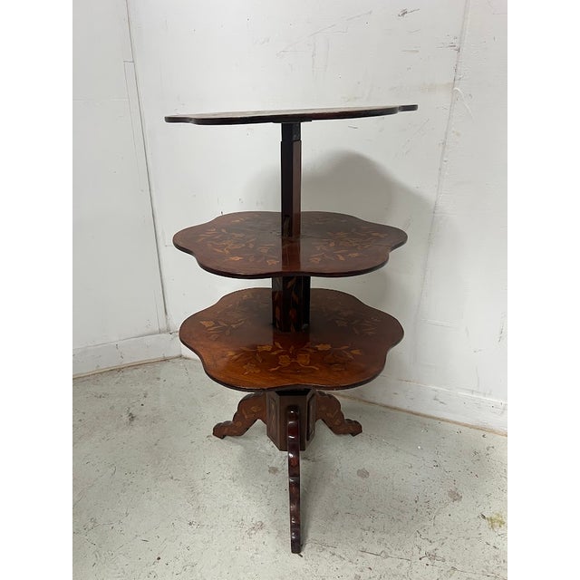 Antique Mute Serving Table with Three Marquetry Trays, 1800s For Sale - Image 13 of 13