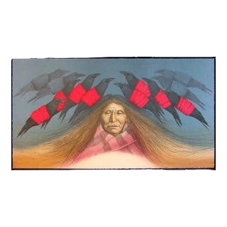 Frank Howell "The Crow Messenger" Lithograph on Paper Hand Signed For Sale
