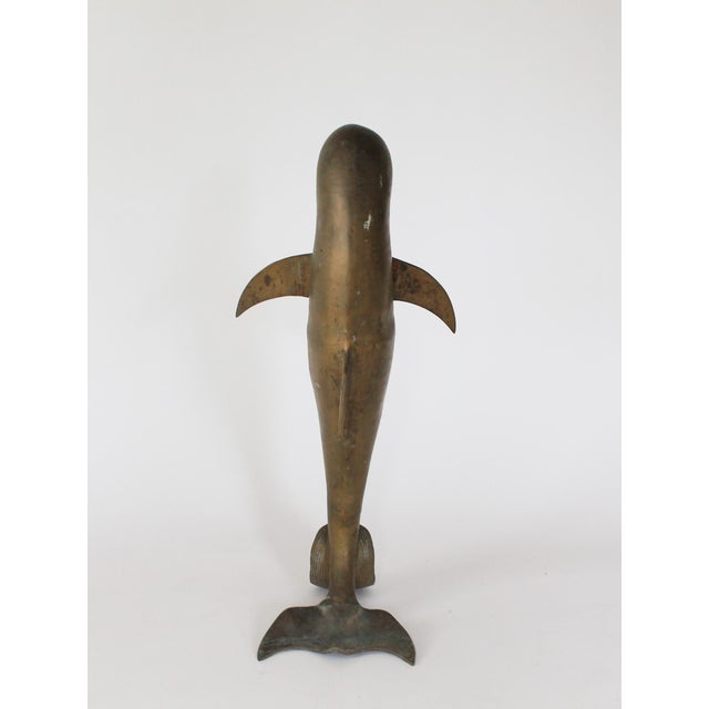 Vintage 1970's Brass Dolphin Sculpture For Sale - Image 4 of 11