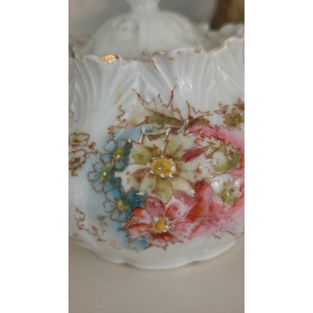 Ceramic Early 20th-Century Japanese Floral Porcelain Petite Covered Sugar Bowl For Sale - Image 7 of 18