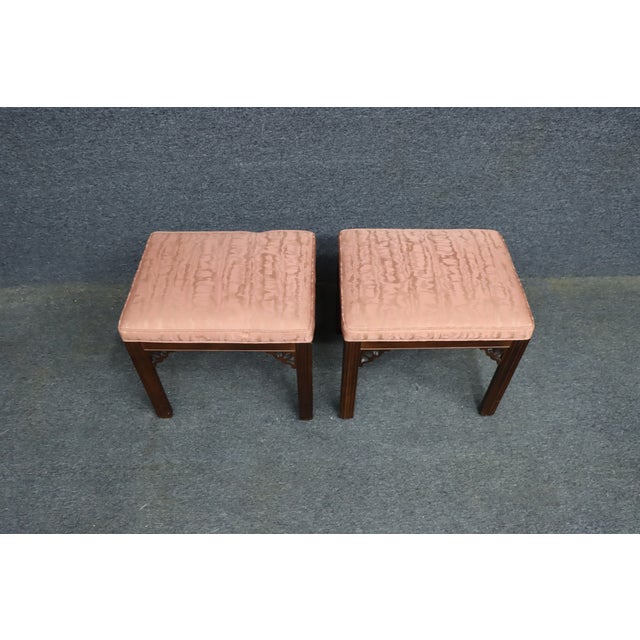 Ethan Allen Ethan Allen Chinoiserie Footstools – Pair For Sale - Image 4 of 11
