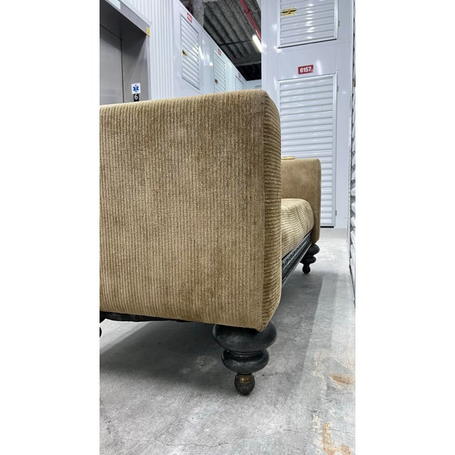 Art Deco Vintage Upholstered Bench/Sofa With Heave Metal Frame For Sale - Image 3 of 12