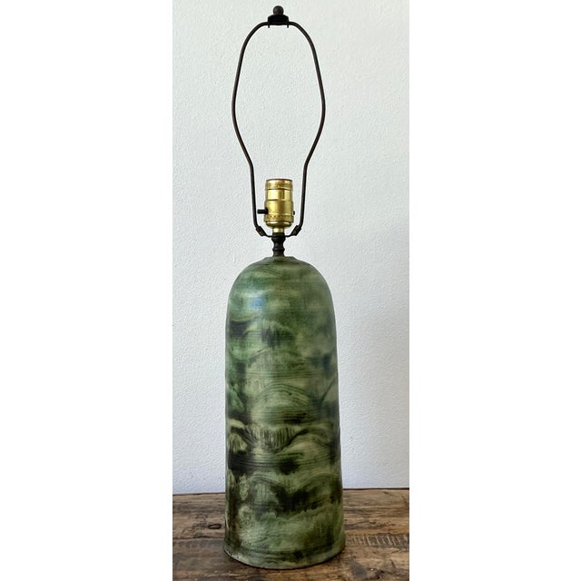 Vintage Hand Painted Ceramic Lamp For Sale - Image 4 of 12