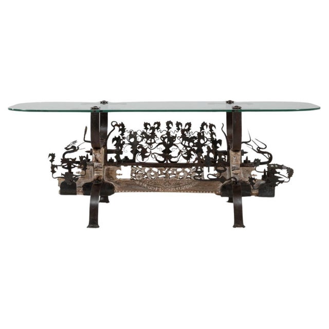 1900s Asian Wrought Iron Coffee Table With Figural Elements For Sale - Image 15 of 18