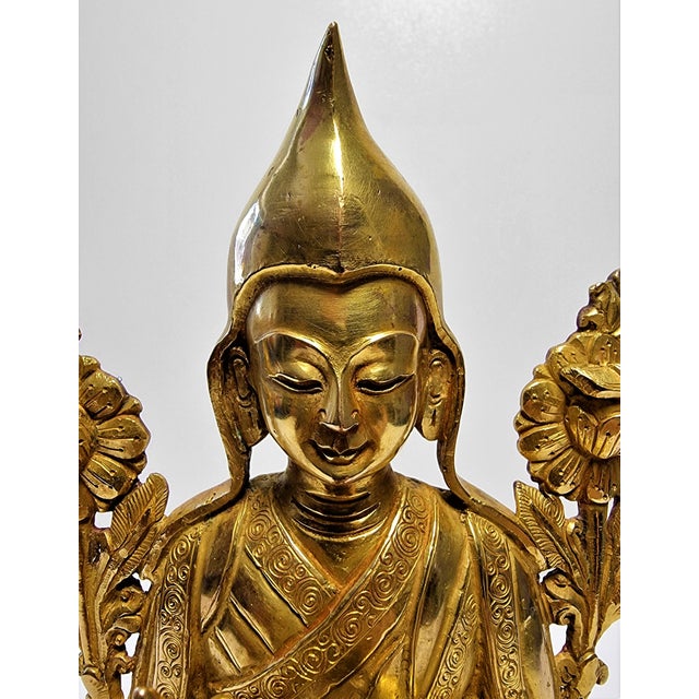 Gilded Seated Buddha on Stylized Lotus Base For Sale - Image 10 of 18