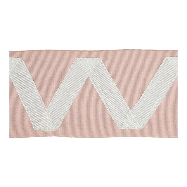 Sample - Schumacher Legere Applique Tape in Ivory On Blush For Sale