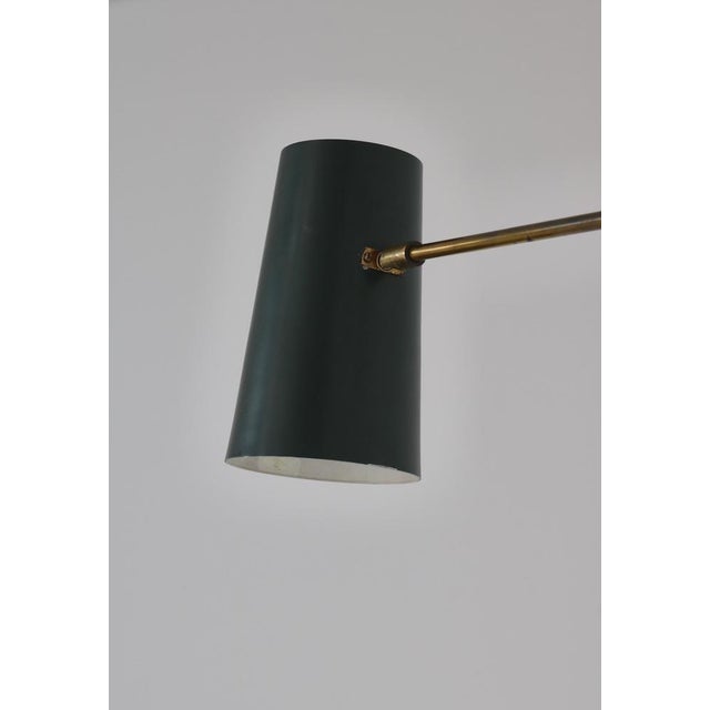 Scandinavian Modern Brass Lamps with Green Shades attributed to T.H. Valentiner, 1960s, Set of 2 For Sale - Image 9 of 18