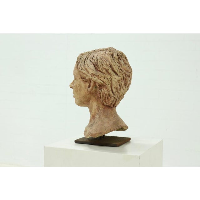 Mid-Century Modern Sculpted Clay Female Bust, 1970s For Sale - Image 3 of 8