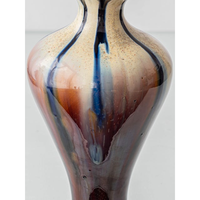 Belgian Art Deco Flambé Glaze Ceramic Table Lamps, 1920s, Set of 2 For Sale - Image 9 of 18