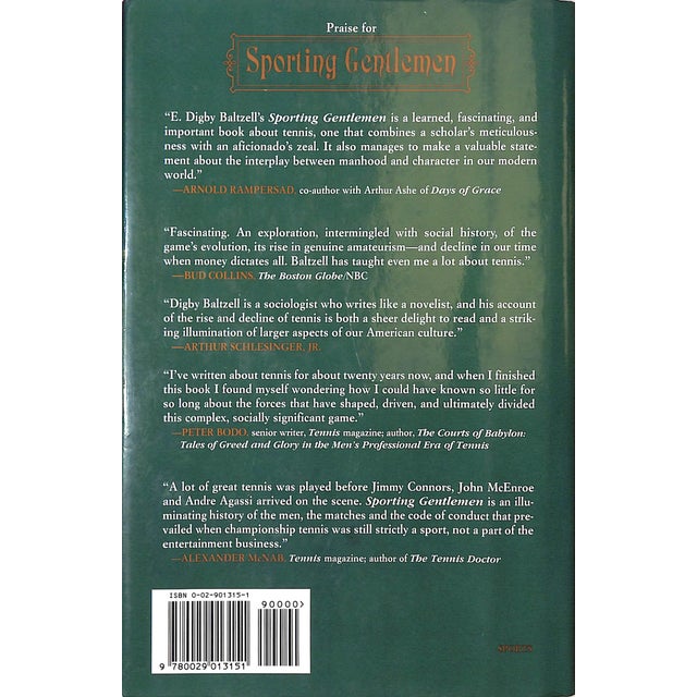 Traditional "Sporting Gentlemen: Men's Tennis From the Age of Honor to the Cult of the Superstar" 1995 Baltzell, E. Digby For Sale - Image 3 of 9