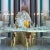 Waterfall Marble Top Dining Table in Gold For Sale In Los Angeles - Image 6 of 7