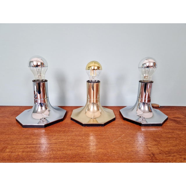 Motoko Ishii Chrome-Plated Metal Wall Sconces by Motoko Ishii for Staff Leuchten, 1970, Set of 2 For Sale - Image 4 of 15