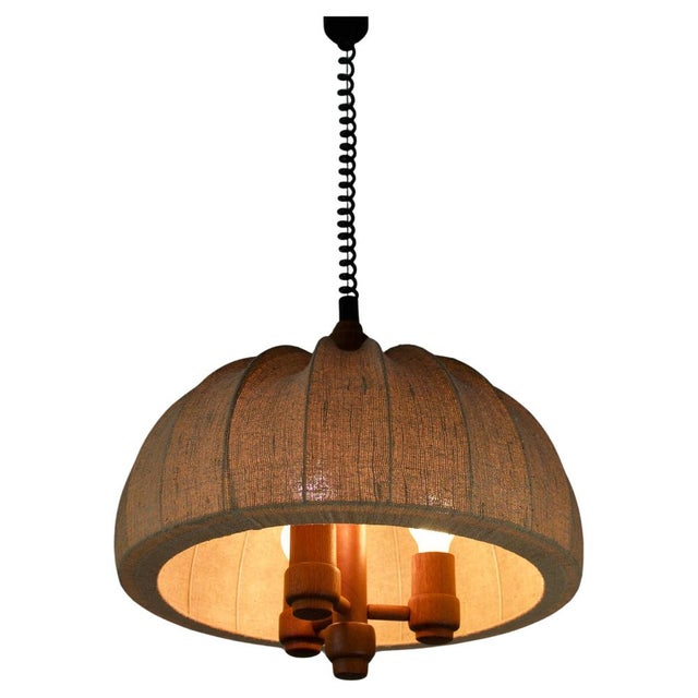 Adjustable Wood and Fabric Shade Pendant Lamp from Domus, 1960s For Sale - Image 17 of 17
