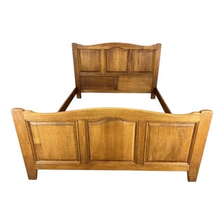 Vintage French Bed Frame in Oak For Sale