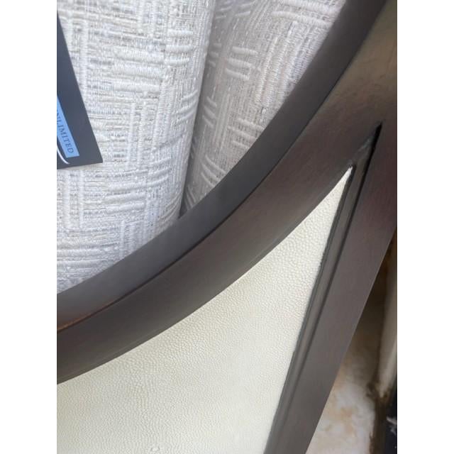 Modern Currey & Company Evie Swivel Lounge Chair in Ivory Faux Shagreen and Mahogany For Sale - Image 3 of 5