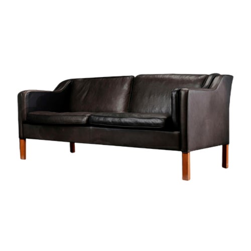 Mid-Century Danish 2.5 Seater Black Leather Sofa from Stouby For Sale