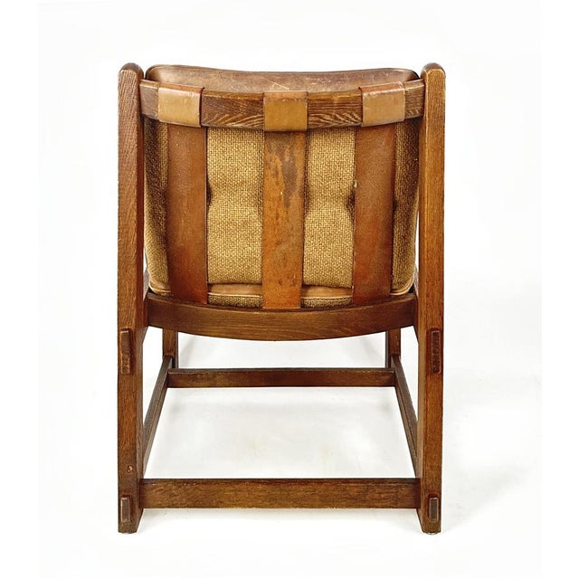 Armchairs in Oak with Leather Upholstery, 1960s, Set of 2 For Sale - Image 4 of 7