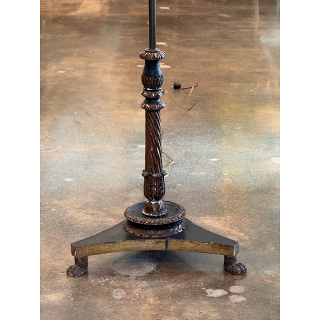1950s Painted Floor Lamp With Tole-Style Shade and Carved Paw-Foot Base For Sale - Image 6 of 11