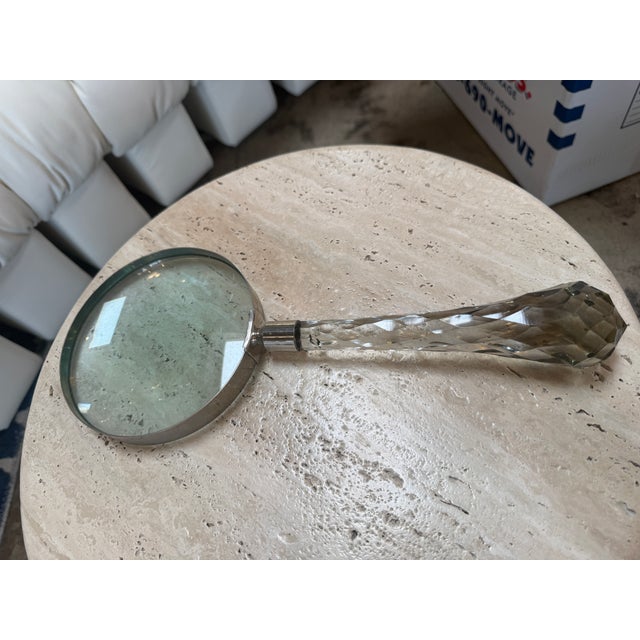 Vintage Italian Magnifying Glass With Faceted Crystal Handle For Sale In Los Angeles - Image 6 of 7
