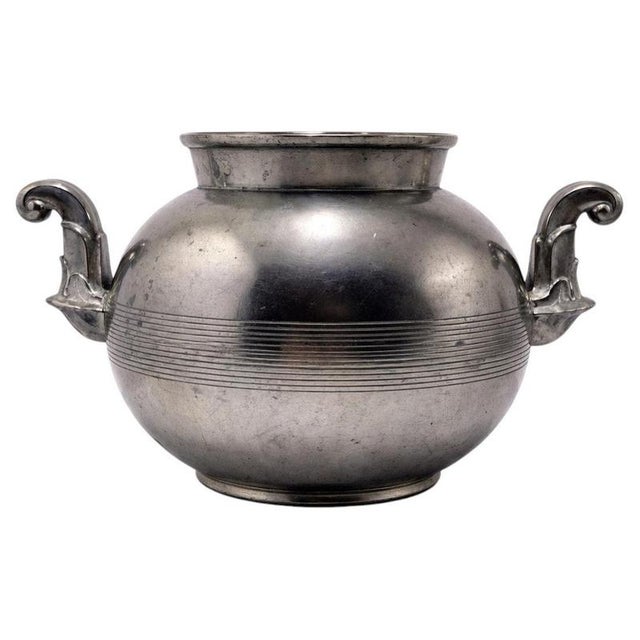 Silver Swedish Art Deco Pewter Vase from GAB Guldsmedsaktiebolaget, 1939 For Sale - Image 8 of 8