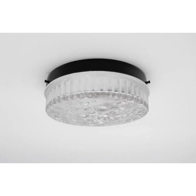 Mid-Century Modern Small Round Clear Glass Flush Mount, Germany, 1960s For Sale - Image 3 of 11