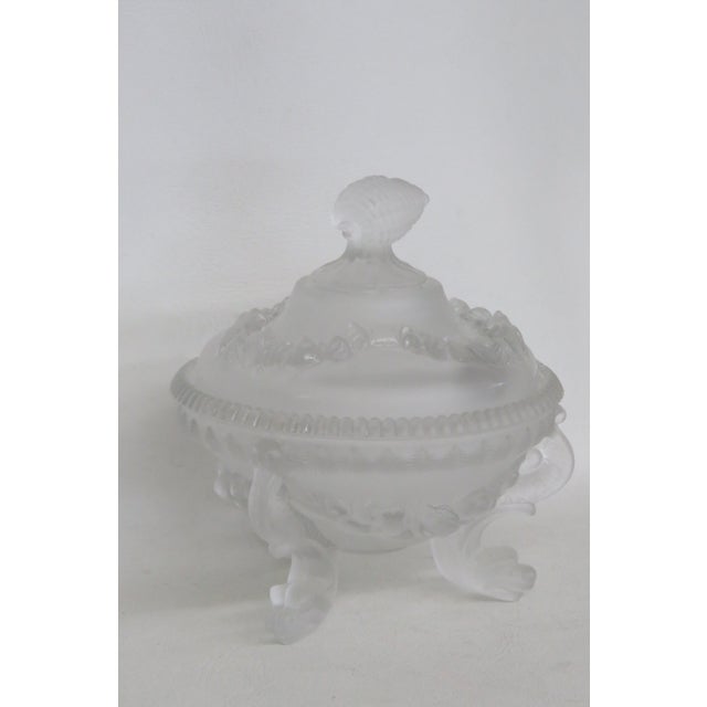 Portieux Vallerystahl Satin Argonaut Shell Frosted Glass Candy Dish 4505b For Sale - Image 9 of 18