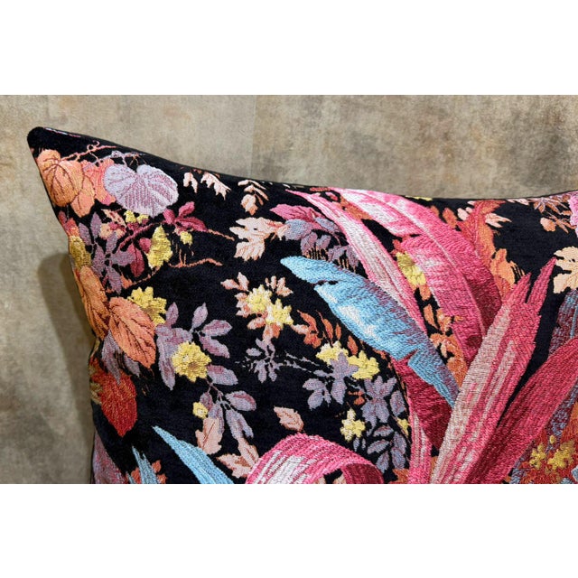 Textile Moody Floral Woven Pillow Cover For Sale - Image 7 of 14