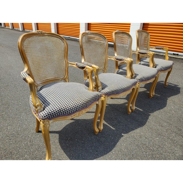 Mid 20th Century French Provincial Louis XV Style Cane Backed Fauteuils Arm Chairs For Sale - Image 4 of 17