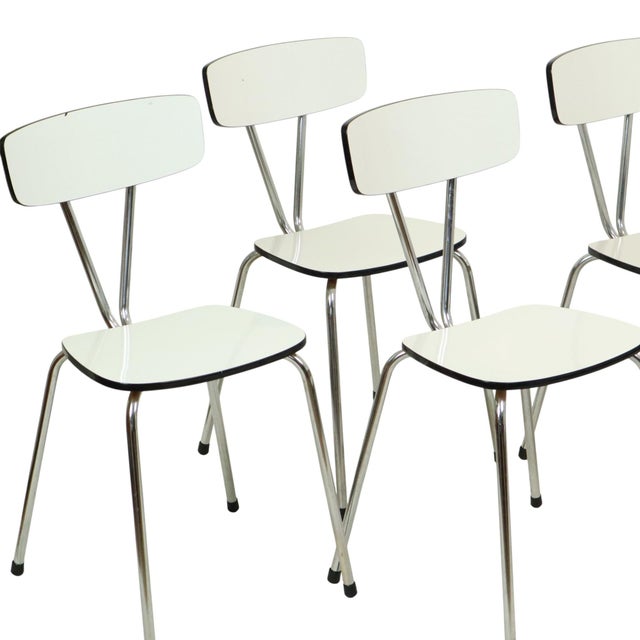 Black Grey Formica and Chrome Dining Chairs, 1960s, Set of 6 For Sale - Image 8 of 18