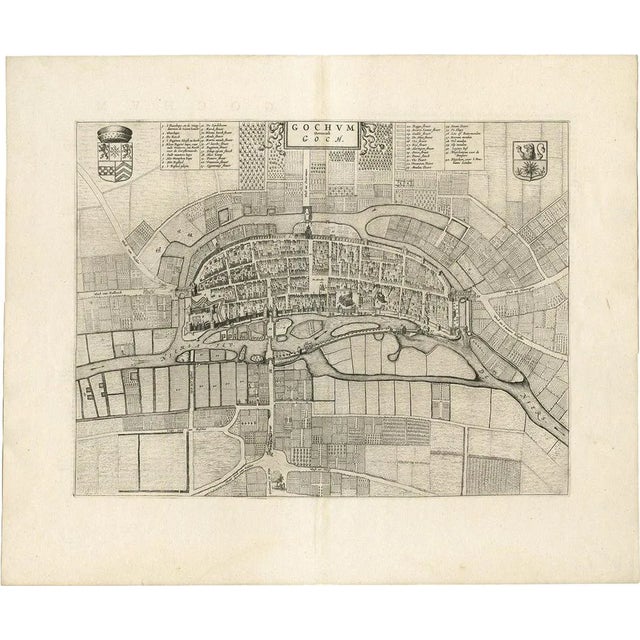 Antique Map of the City of Goch by Blaeu, 1649 For Sale