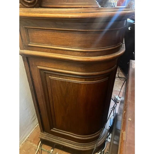 Renaissance 7 Ft Long Large Antique Oak French Buffet Renaissance Server For Sale - Image 3 of 9