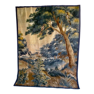 French Aubusson Tapestry Verdure Two Magpies in a Tree 18 Century For Sale