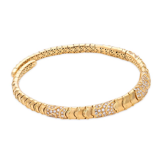 Vintage 5.00 Carat Diamond 18k Yellow Gold Flexible Chocker Necklace For Sale - Image 4 of 6