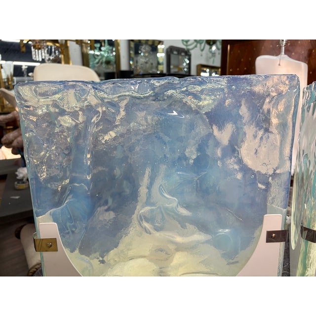 Leucos 1970s Opalescent Murano Glass Lamps - a Pair For Sale - Image 4 of 12