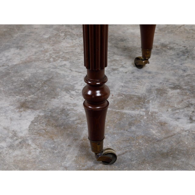 English 19th Century Mahogany Table with Compartment, Drawer and Reeded Legs For Sale - Image 9 of 12