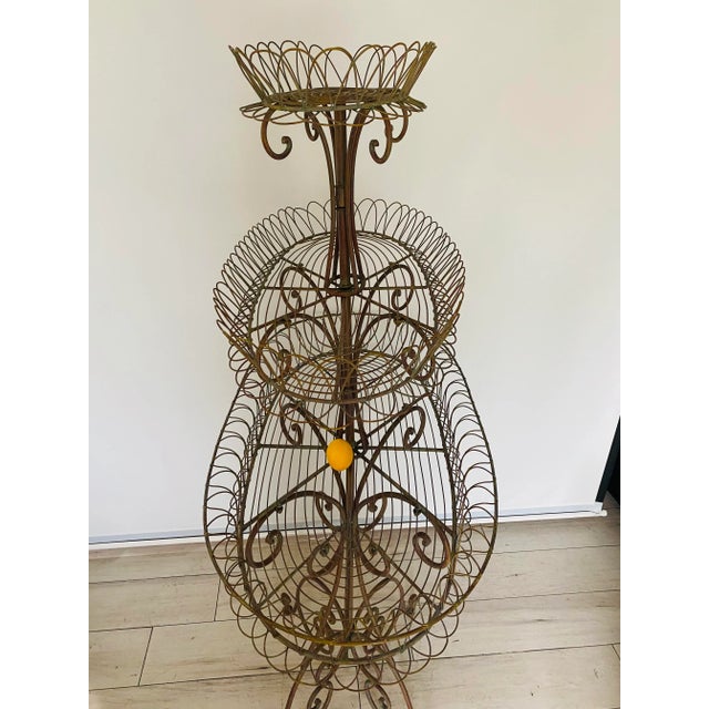 French Provincial Late 20th Century Vintage French Iron Flowers Jardinière Stand For Sale - Image 3 of 10