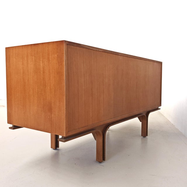 Wood Vintage Light Wood Sideboard with Shutter Closure attributed to Gianfranco Frattini, 1960s For Sale - Image 7 of 18