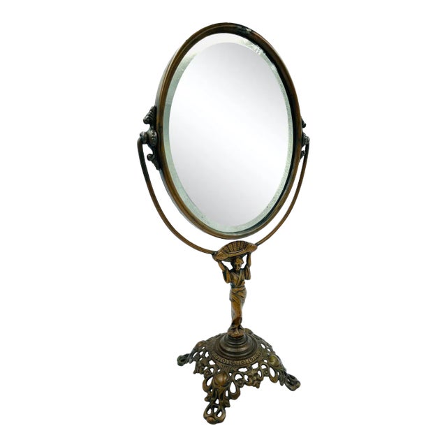 Early 1900s Golden Mfg. Co. Chicago Swivel Asian-Style Vanity Mirror For Sale