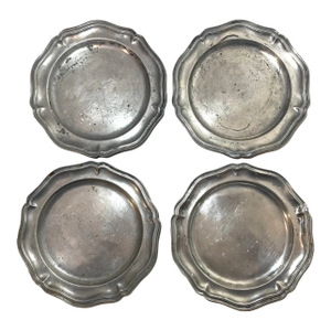 Lot 4 Rare Antique 18th Century Forged Pewter Multi Reed European Dinner Plate