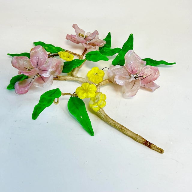 Mid-Century Boho Chic Japanese Acrylic-Lucite Cherry Blossom Wall Sculptural Object For Sale - Image 9 of 11