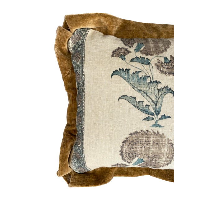 Michael S Smith A Pair of Pillows Made With Michael S. Smith's "Indian Flower" Patterned Linen For Sale - Image 4 of 6