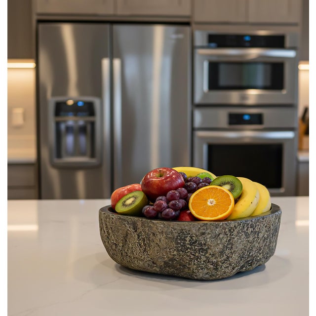 Polished Stone Bowl From Indonesia, Organic Modern Design For Sale - Image 17 of 18