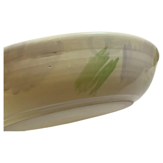 Extra Large Vintage Decorative Glazed Pottery Bowl Depicting a Woman With Floral Crown, Signed Spirt Circa 1990’s For Sale - Image 11 of 11