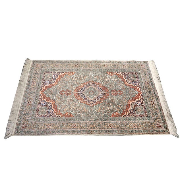 Persian Vintage Sino-Persian Hereke Silk 3x5 White Ivory, Red & Purple Handmade Area Rug #1144265 For Sale - Image 3 of 16