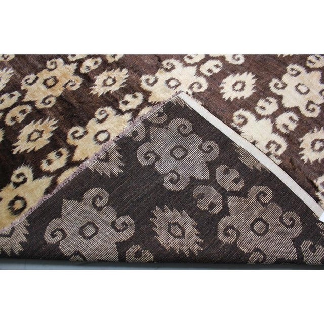 Hand Knotted Wool & Cotton Ikat Rug - 8'10" X 11'6" For Sale - Image 4 of 4