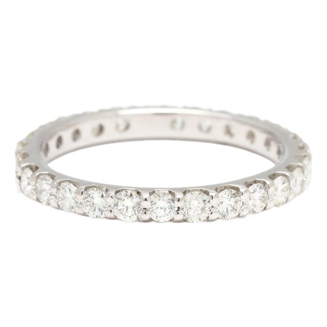 0.75ctw Diamond Band Ring, 14k White Gold, Ring Size 5.25, Stackable For Sale