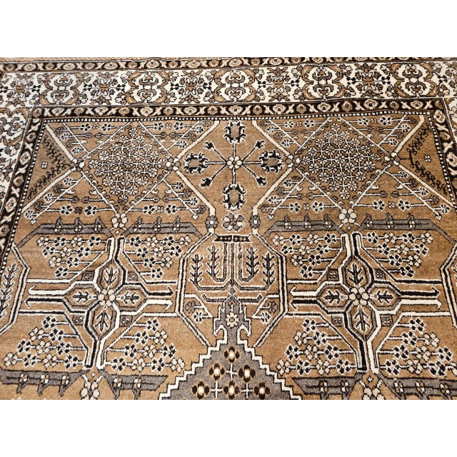 19th Century Vintage Persian Bakhtiari Rug, Hand-Knotted Wool, Allover Geometric Pattern, Camelhair & Ivory, 8x11 For Sale - Image 5 of 18