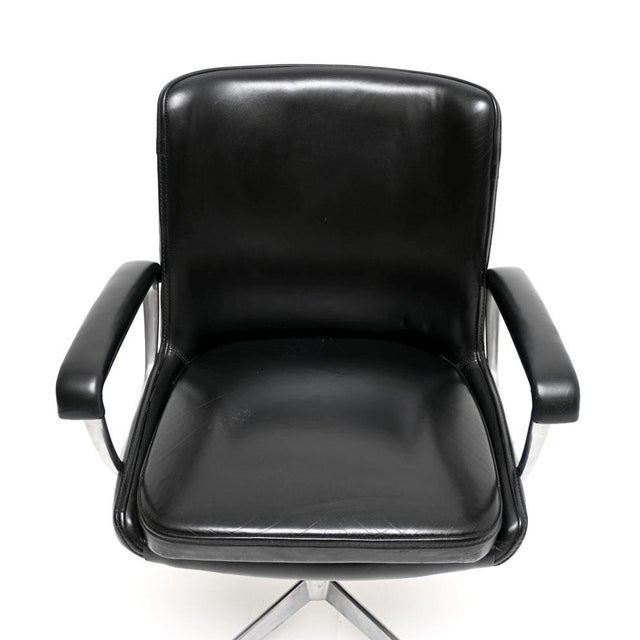 1970s Vintage Leather and Chrome Swivel Desk Chair, 1970 For Sale - Image 5 of 11