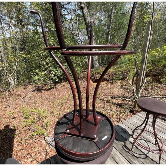 Black Charleston Forge Patinated Wrought Iron Swivel Counter Bar Stools, Set of 3 For Sale - Image 8 of 12